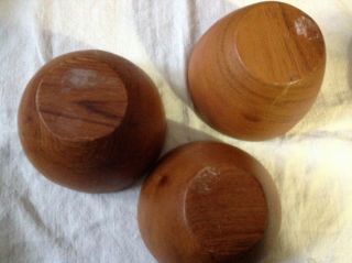 Vintage Retro Mid Century Teak Trio Wooden Bowls Heavy Treen Iron Wood Primitive 3