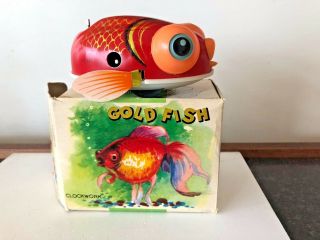 Vintage China Gold Fish Ms 141 Windup Tin Toy No Tail,  Otherwise Minty