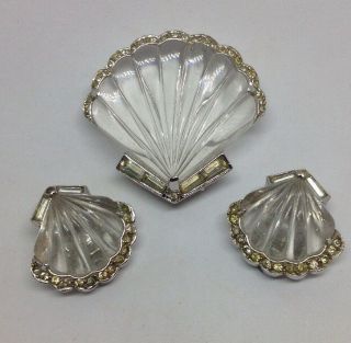 Vintage TRIFARI Alfred Philippe Jelly Belly Lucite Seashells - Rare Complete Set 2