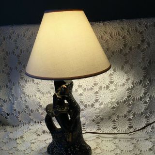 Black White Speckled Dancer Ballerina Figurative Art Deco Table Lamp Vintage 2