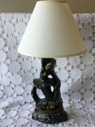 Black White Speckled Dancer Ballerina Figurative Art Deco Table Lamp Vintage 4