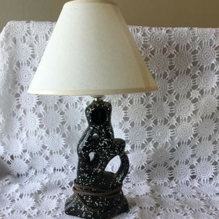 Black White Speckled Dancer Ballerina Figurative Art Deco Table Lamp Vintage 7