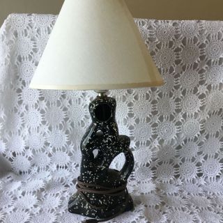 Black White Speckled Dancer Ballerina Figurative Art Deco Table Lamp Vintage 8