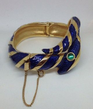 VTG Trifari Garden of Eden Alfred Philippe Snake Bracelet Set - Blue Enamel 6