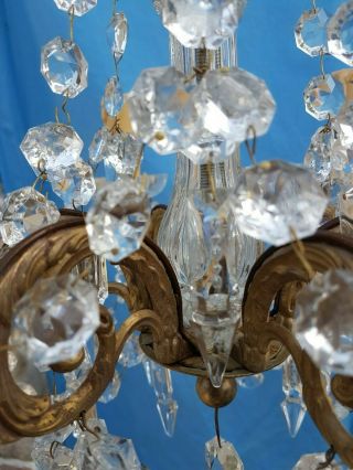 Antique French,  Gorgeous bronze and crystal chandelier,  attributed to Baccarat,  19t 9