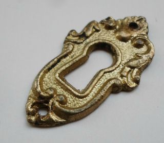 Very Fine 60 ' s Vintage Solid Brass Keyhole Cover Escutcheon 2