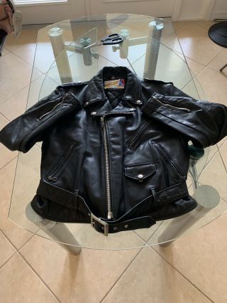 Vintage Schott Perfecto Men’s Black 100 Leather Motorcycle Jacket Size 44