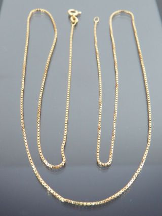 Vintage 18ct Gold Box Link Necklace Chain 25 1/2 Inch C.  1990