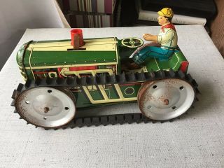 Rare - Marx Sparkling Climbing Tractor – Green - Wind - Up Tin Toy,  Needs Work.