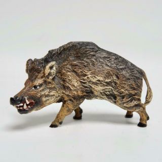 Vintage Austrian Bronze Cold Painted Wild Boar Pig