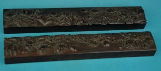 Chinese Old Hand - Carved Ebony Wood Carve Lotus Paper Weight D02