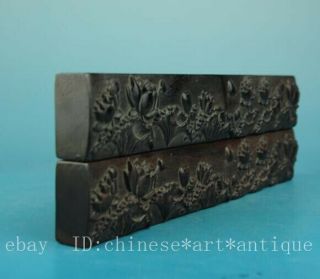 chinese old hand - carved ebony wood carve lotus paper weight d02 3