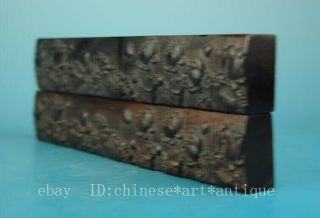 chinese old hand - carved ebony wood carve lotus paper weight d02 4