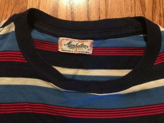 Vintage 1940 ' s MANHATTAN Striped Tshirt Size M 38 - 40 4