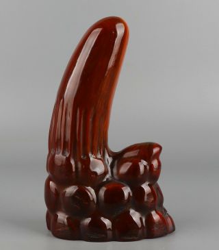 Chinese Exquisite Hand Carved Ox Horn Statue