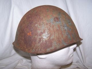 Italian M33 Helmet,  In The Spanish Civil War 1936 - 39.  Paint.  Sz 59