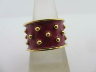 Red Enamel On 18k Gold Ring Vintage C1980.  Tbj07087
