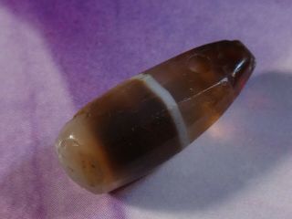 Ancient Indo Tibetan Western Asian Single Banded Chung Dzi Agate Drop Bead
