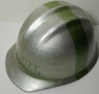 Vintage Green Silver Aluminum Bullard 502 Hard Hat Ironworker