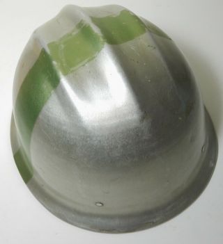 VINTAGE Green silver ALUMINUM BULLARD 502 Hard Hat IRONWORKER 3