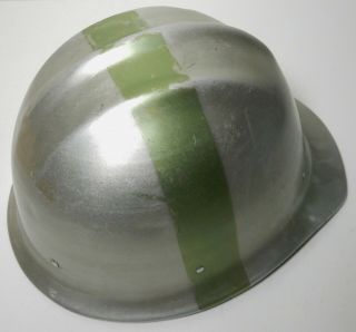 VINTAGE Green silver ALUMINUM BULLARD 502 Hard Hat IRONWORKER 4