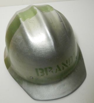 VINTAGE Green silver ALUMINUM BULLARD 502 Hard Hat IRONWORKER 5