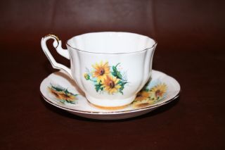 Vintage Royal London English Bone China Cup & Saucer Sunflower Pattern V - 1780/55