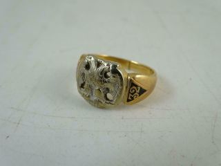 Antique 14k Solid Yellow White Gold Masonic Mason 32nd Degree Men 