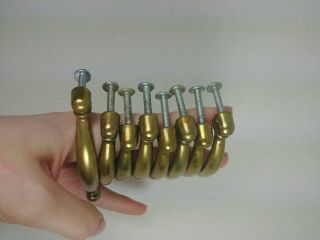 Set 8 Vintage Plain Brass Drawer Handle Pulls with attachment screws 2