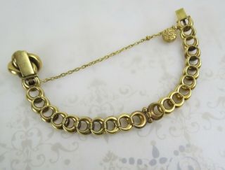 Antique Victorian 14K Yellow Gold Diamond Enamel Repoussé Crescent Link Bracelet 8