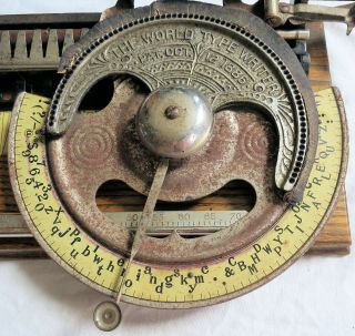 1886 Patent World Typewriter Pope Mfg Co Old Vtg Antique 3