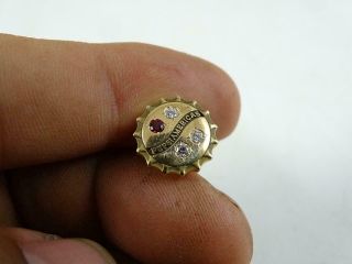 Vintage 10K Solid Yellow Gold Pepsi Americas Diamond Ruby Lapel Pin Employee 2