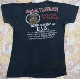 1982 Vintage Iron Maiden " Number Of The Beast " World Tour Shirt Screen Stars