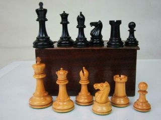 Antique Jaques London Chess Set K 90 Mm And Box No Board