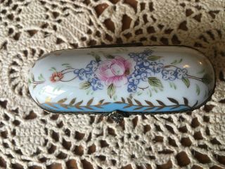Antique French Porcelain Trinket / Snuff / Pill Box Limoges Paris Hand Painted 4