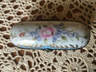 Antique French Porcelain Trinket / Snuff / Pill Box Limoges Paris Hand Painted 8