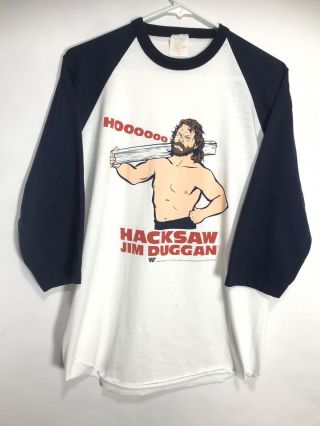 Ultra Rare Wwf Hacksaw Jim Duggon 1988 “hoooooo” Baseball Shirt.  Size L