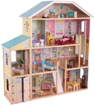 Kidkraft Majestic Mansion Classic Dollhouse 8 Rooms & 4 Levels W/ 34pc Accessory