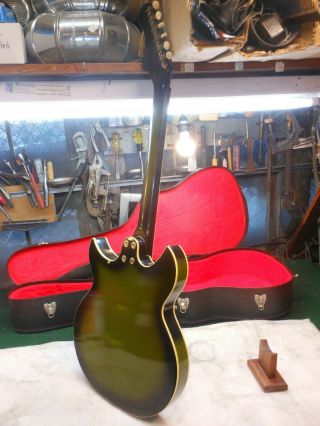 Vintage 1970 HARMONY REBEL H82G Electric Hollowbody cutaway Guitar w Case Green 9