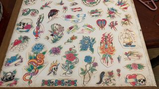 Vintage Picture Machine Tattoo Flash IN FRAMES RARE Stoney St Clair Ed Hardy 2