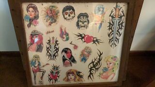 Vintage Picture Machine Tattoo Flash IN FRAMES RARE Stoney St Clair Ed Hardy 6