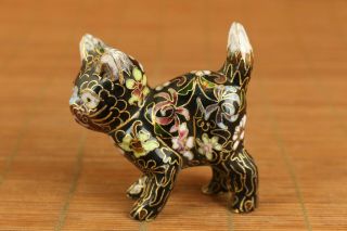 Lovely Rare Chinese Old Enamels Cloisonne Cat Statue Netsuke Noble Gift