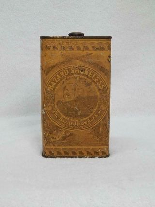Antique Gunpowder Tin " Hazard Smokeless " Powder Co.  York Shotguns Gun 1890 