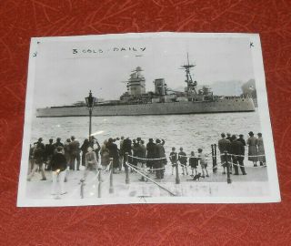 1935 Press Photo Hms Rodney Leaving Davenport