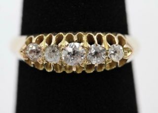 Antique Victorian Heavy 18k Gold.  60ctw Mine Cut Diamond Size 6.  75 Ring