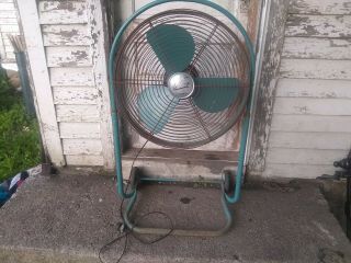 Vtg Htf Mid Century Emerson Seabreeze Rolling Metal Floor Adjustable 2 Speed Fan