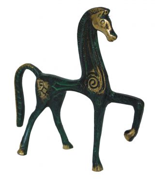 Ancient Greek Horse Bronze Green Small Statue Symbol Of Wealth And Prosperity