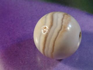 Ancient Solomons Agate Rare Golden Patina Bead 2500 Years Old Asian Minor 9.  3 Mm