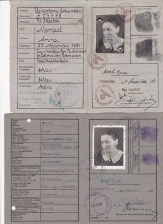 Ww.  2 German.  Rare.  Two Document For One Person.
