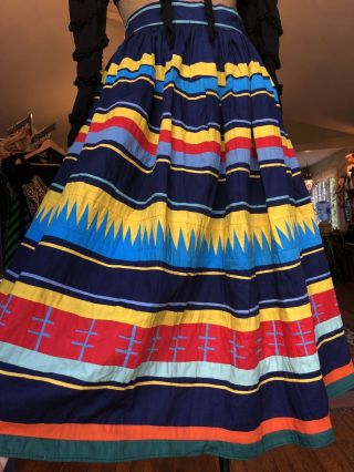 Senimole Indian Patchwork Skirt Long Handmade Cotton Quilted Vintage 28” Waist